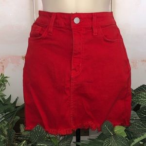 O2 Red Denim Mini Skirt